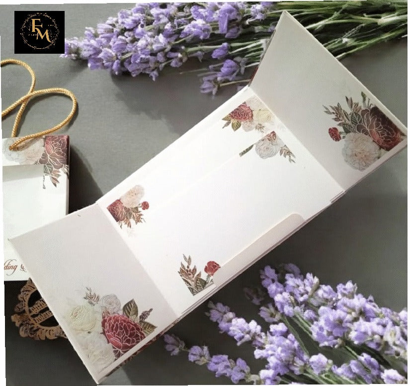 Luxury Bleach Uncoated Wedding Invitation with Custom Wooden Motif