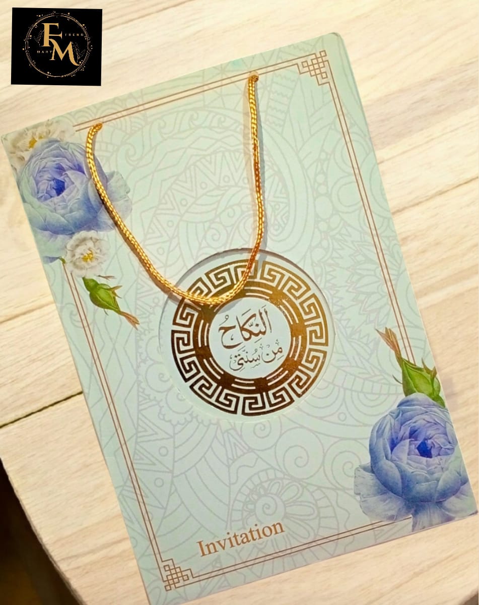 Blue Floral Theme Nikkah Invitation – Nikkah Min Sunnati