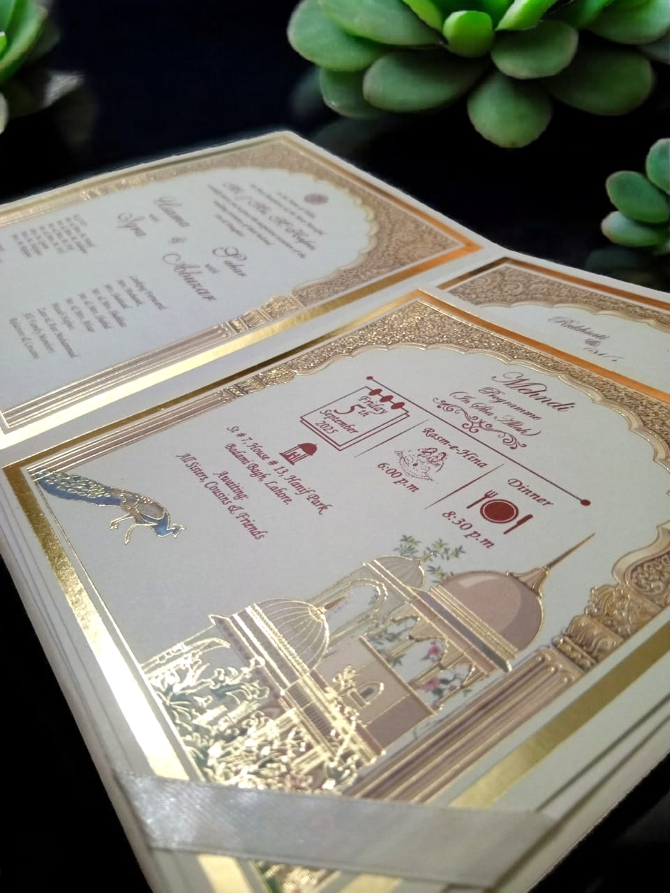 Royal Mughlia Window Pouch Wedding Invitation – Luxury Foil & Forecolor Printing