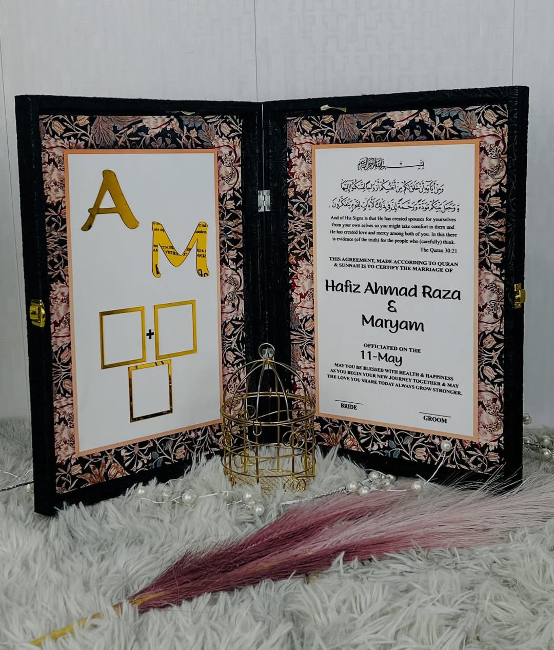 Personalized Nikkah Thumb Print Certificate Book with Box - 12*16 inches