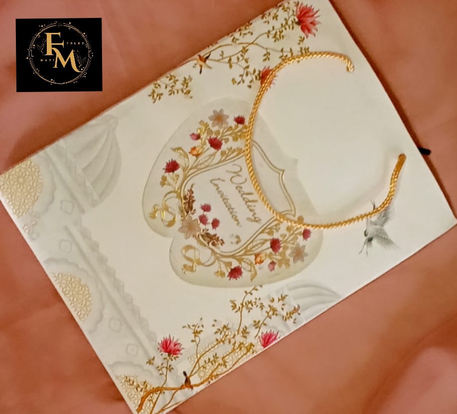 Red & Pink Floral Baghi Window Pouch Wedding Invitation – Elegant Heritage Design