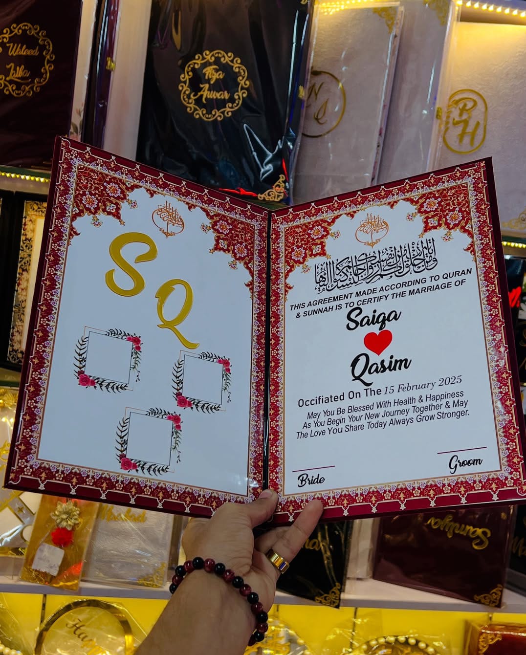Personalized Nikkah Thumb Print Certificate Book with Box - 12*16 inches