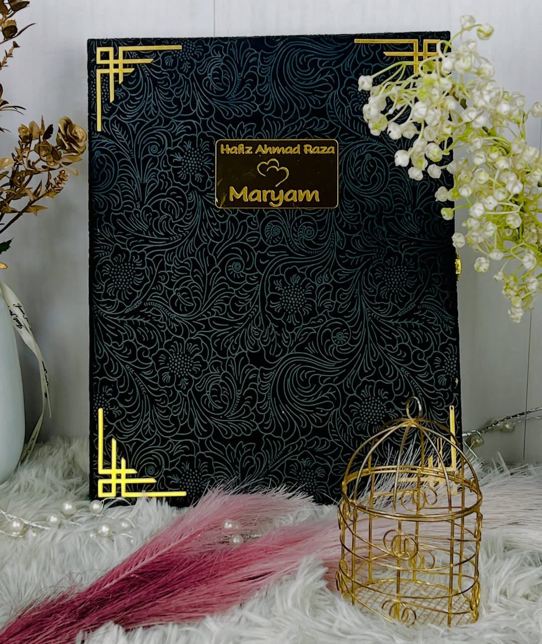 Personalized Nikkah Thumb Print Certificate Book with Box - 12*16 inches